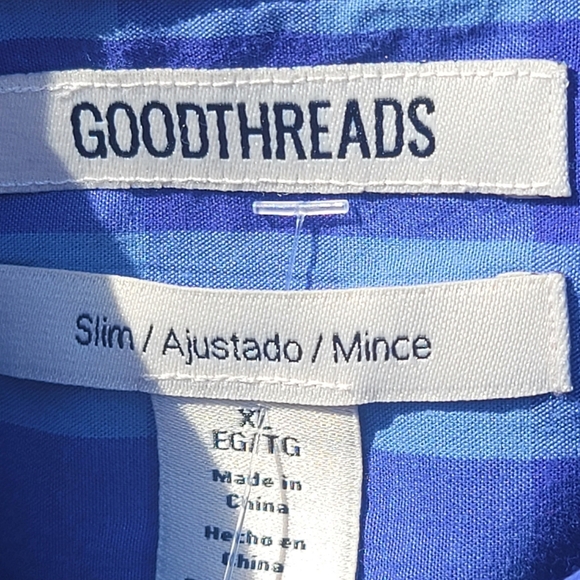 Goodthreads Button Up Shirt Mens XLarge Blue Checkered Slim Fit Casual Cotton. - Picture 7 of 7